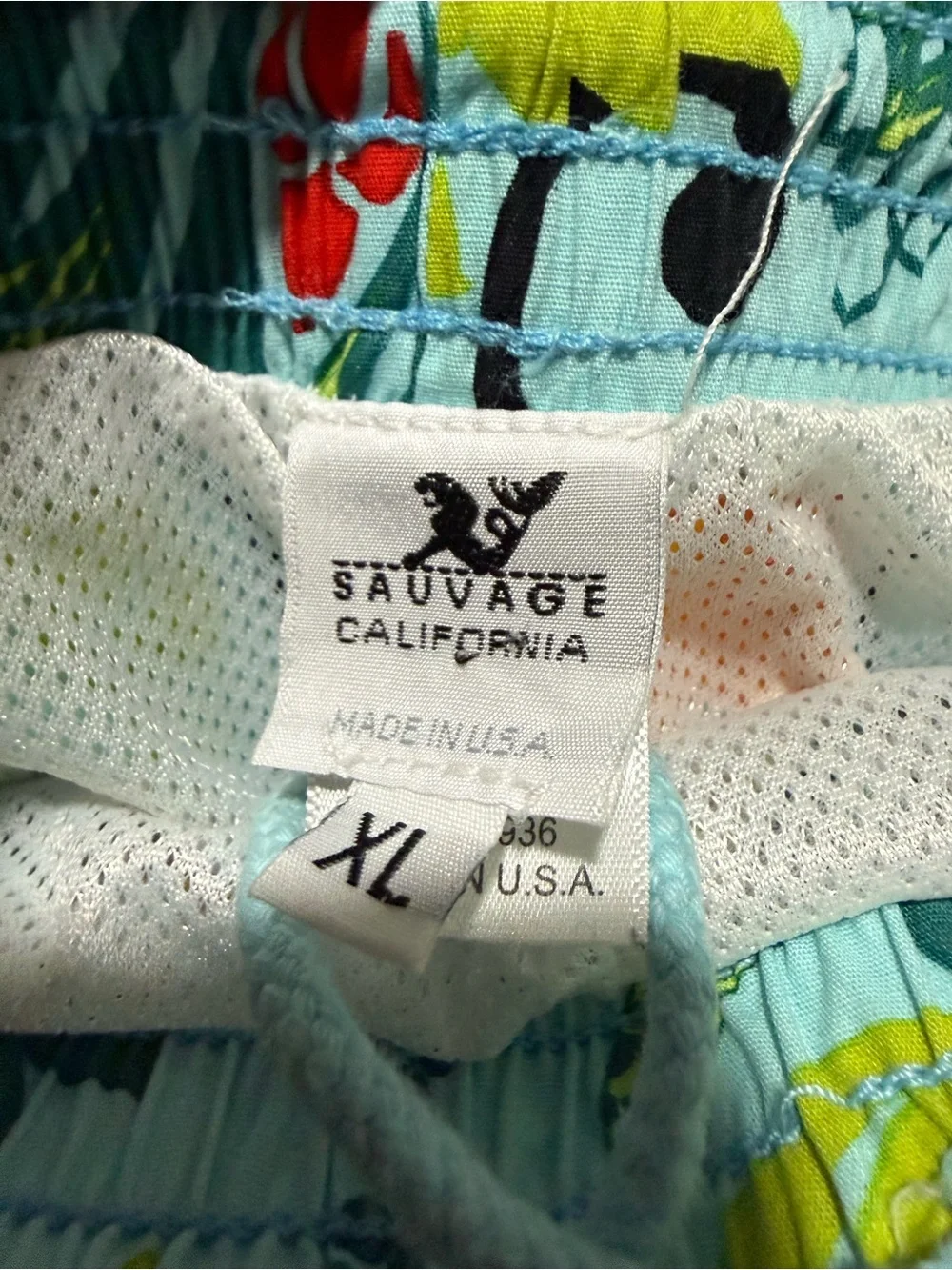 Floral Print Men’s Swim Trunks Light Aqua